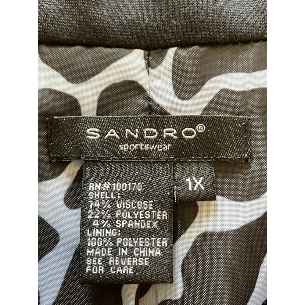 Sandro Sportswear‎ Cropped Lined Button Front Swing Jacket Women's Black Size 1X - Picture 4 of 5
